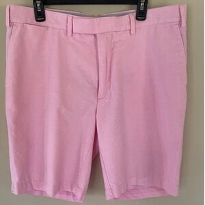 Polo Ralph Lauren Mens Pink Oxford Cotton Chino Shorts Size 36 Flat Front Preppy